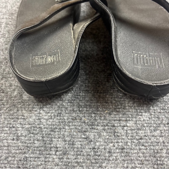 FITFLOP Women’s Black Fino Feather Toe-Post Wedge Sandals size: 8 - Picture 6 of 9